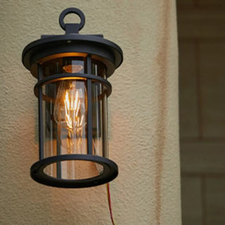 Stylish Cylinder Mini Black Metal Outdoor Wall Lamp Zawala Image - 13
