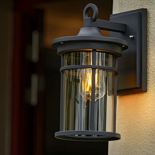 Stylish Cylinder Mini Black Metal Outdoor Wall Lamp Zawala Image - 14