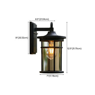 Stylish Cylinder Mini Black Metal Outdoor Wall Lamp Zawala #size
