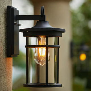Stylish Cylinder Mini Black Metal Outdoor Wall Lamp Zawala Image - 2