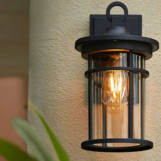 Stylish Cylinder Mini Black Metal Outdoor Wall Lamp Zawala Image - 3