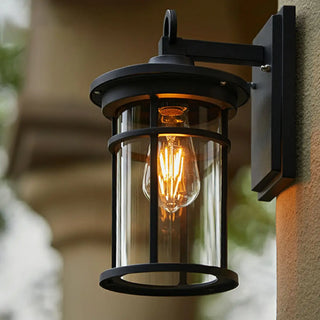 Stylish Cylinder Mini Black Metal Outdoor Wall Lamp Zawala Image - 4
