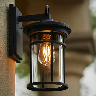 Stylish Cylinder Mini Black Metal Outdoor Wall Lamp Zawala Image - 9