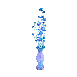 Blue Flower Decor Rustic Vase-Shaped LED Floor Lamp Zawala Image - 3