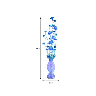 Blue Flower Decor Rustic Vase-Shaped LED Floor Lamp Zawala #size