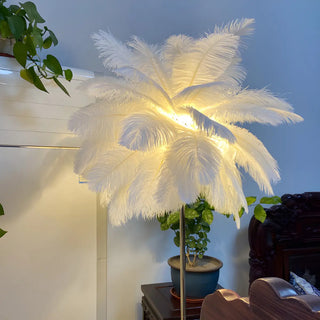Adjustable Height Decorative White Feather Floor Lamp Zawala Image - 11