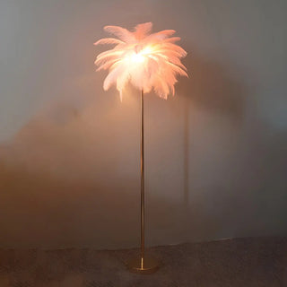 Adjustable Height Decorative White Feather Floor Lamp Zawala Image - 4