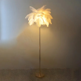 Adjustable Height Decorative White Feather Floor Lamp Zawala Image - 5