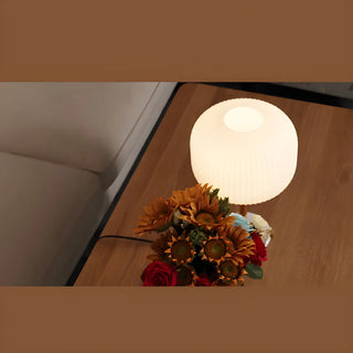 Minimalist White Fabric Lantern Decorative Table Lamp Zawala Image - 10
