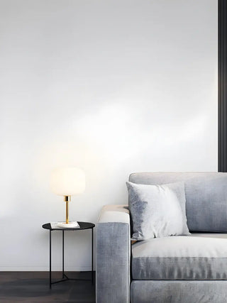 Minimalist White Fabric Lantern Decorative Table Lamp Zawala Image - 3