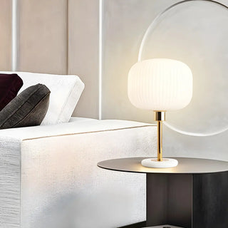 Minimalist White Fabric Lantern Decorative Table Lamp Zawala Image - 4