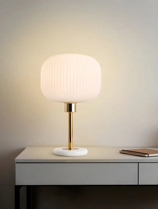 Minimalist White Fabric Lantern Decorative Table Lamp Zawala Image - 9