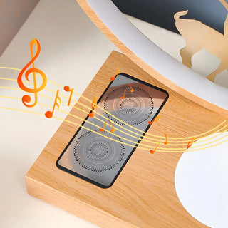 Stylish Deer Silhouette Gold Ring Wood Frame Table Lamp Zawala Image - 15