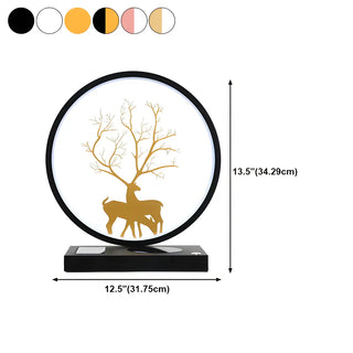 Stylish Deer Silhouette Gold Ring Wood Frame Table Lamp Zawala #size