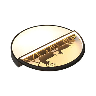 Black Circle Deer Silhouette Small LED Flush Mount Lamp Zawala Image - 10