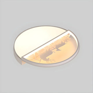 Black Circle Deer Silhouette Small LED Flush Mount Lamp Zawala Image - 6