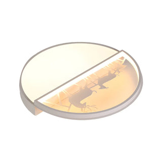 Black Circle Deer Silhouette Small LED Flush Mount Lamp Zawala Image - 9