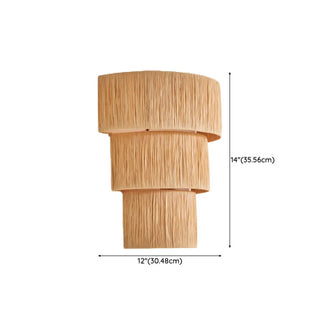 Coastal Cylinder Rattan Living Room Yellow Wall Sconce Zawala #size