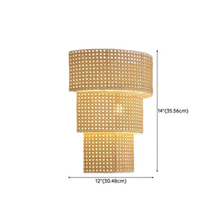 Coastal Cylinder Rattan Living Room Yellow Wall Sconce Zawala Image - 11