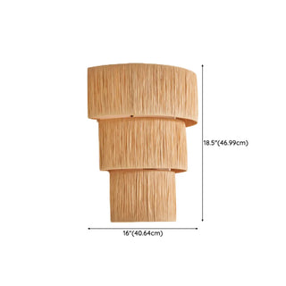 Coastal Cylinder Rattan Living Room Yellow Wall Sconce Zawala Image - 12