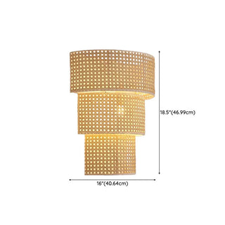 Coastal Cylinder Rattan Living Room Yellow Wall Sconce Zawala Image - 13