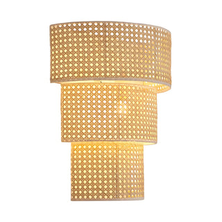 Coastal Cylinder Rattan Living Room Yellow Wall Sconce Zawala Image - 7