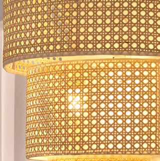 Coastal Cylinder Rattan Living Room Yellow Wall Sconce Zawala Image - 9