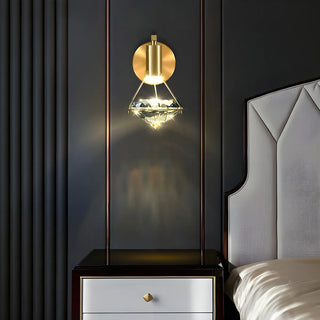 ZOWALA - Decorative Bedside Crystal Diamond Brass LED Wall Sconce Image - 1