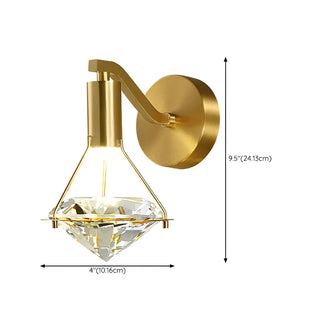 ZOWALA - Decorative Bedside Crystal Diamond Brass LED Wall Sconce #size