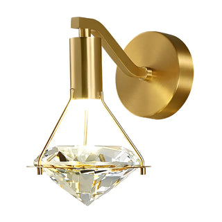 ZOWALA - Decorative Bedside Crystal Diamond Brass LED Wall Sconce Image - 6