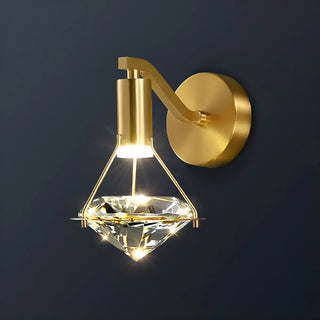 ZOWALA - Decorative Bedside Crystal Diamond Brass LED Wall Sconce Image - 7