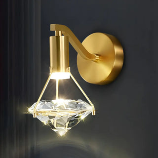 ZOWALA - Decorative Bedside Crystal Diamond Brass LED Wall Sconce Image - 8