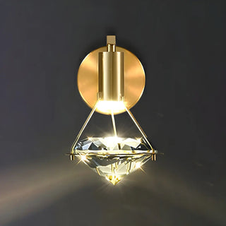 ZOWALA - Decorative Bedside Crystal Diamond Brass LED Wall Sconce Image - 9