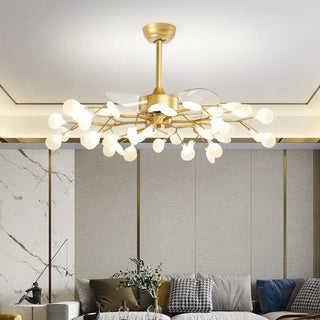 Luxury Modern Gold Firefly Chandelier Fan with Light Zawala Image - 1