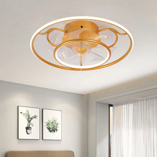 ZOWALA - Elegant Gold Circular Ceiling Fan with Dimmable Light Image - 1