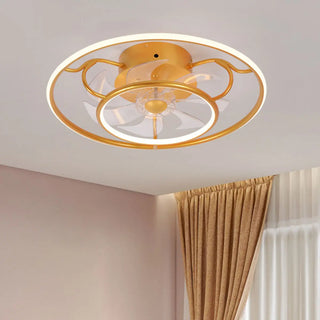 ZOWALA - Elegant Gold Circular Ceiling Fan with Dimmable Light Image - 10