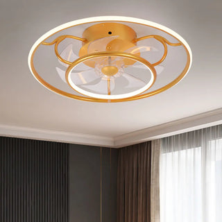 ZOWALA - Elegant Gold Circular Ceiling Fan with Dimmable Light Image - 11