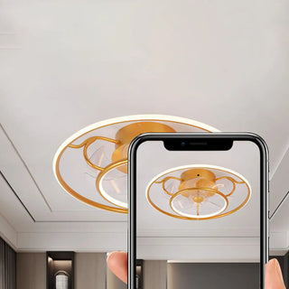 ZOWALA - Elegant Gold Circular Ceiling Fan with Dimmable Light Image - 12