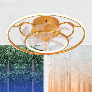 ZOWALA - Elegant Gold Circular Ceiling Fan with Dimmable Light Image - 13