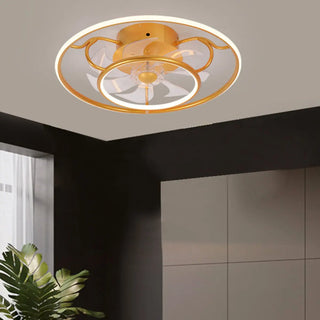 ZOWALA - Elegant Gold Circular Ceiling Fan with Dimmable Light Image - 14