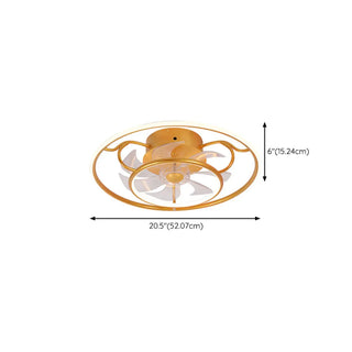 ZOWALA - Elegant Gold Circular Ceiling Fan with Dimmable Light #size