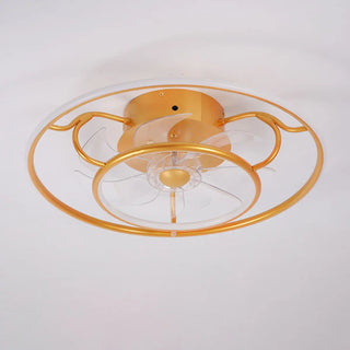 ZOWALA - Elegant Gold Circular Ceiling Fan with Dimmable Light Image - 4
