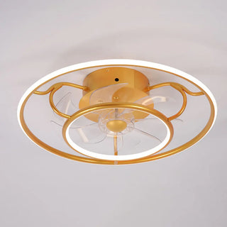 ZOWALA - Elegant Gold Circular Ceiling Fan with Dimmable Light Image - 6