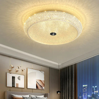 ZOWALA - Modern Crystal Drum Metal Hallway Flush Mount Silver 2-Light Image - 1