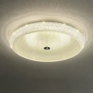 ZOWALA - Modern Crystal Drum Metal Hallway Flush Mount Silver 2-Light Image - 14