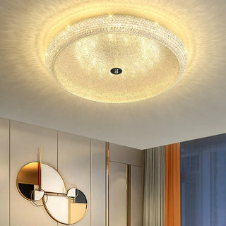ZOWALA - Modern Crystal Drum Metal Hallway Flush Mount Silver 2-Light Image - 2