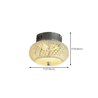 ZOWALA - Modern Crystal Drum Metal Hallway Flush Mount Silver 2-Light #size