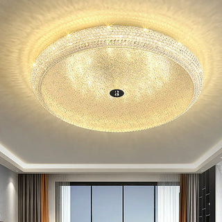 ZOWALA - Modern Crystal Drum Metal Hallway Flush Mount Silver 2-Light Image - 3
