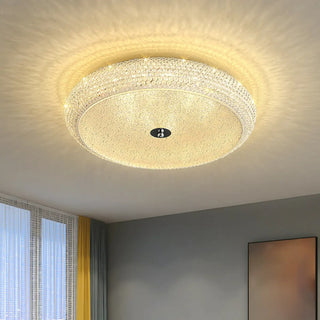 ZOWALA - Modern Crystal Drum Metal Hallway Flush Mount Silver 2-Light Image - 4