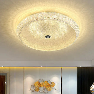 ZOWALA - Modern Crystal Drum Metal Hallway Flush Mount Silver 2-Light Image - 5